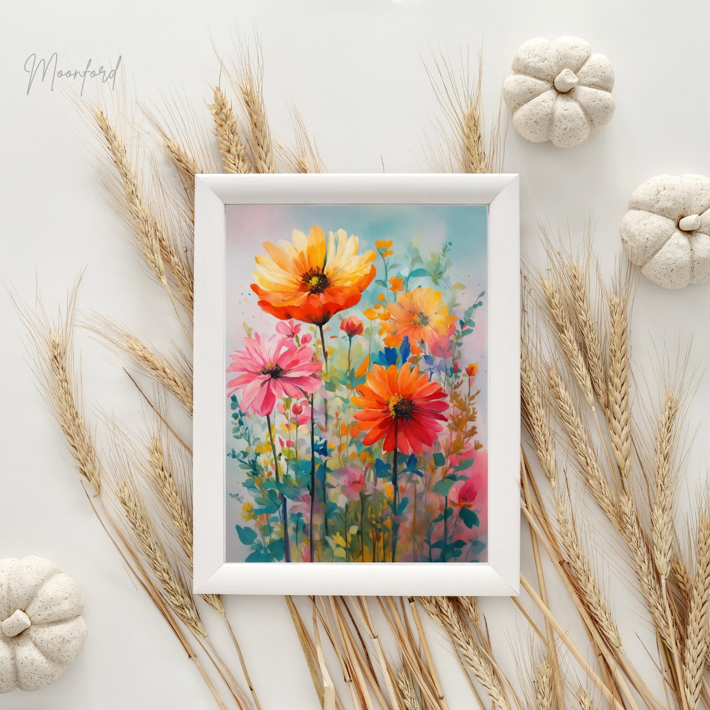 vibrant floral print, colorful wildflower art, botanical illustration, digital download print, floral wall art, bright flower decor, boho botanical art, modern botanical print, instant download art