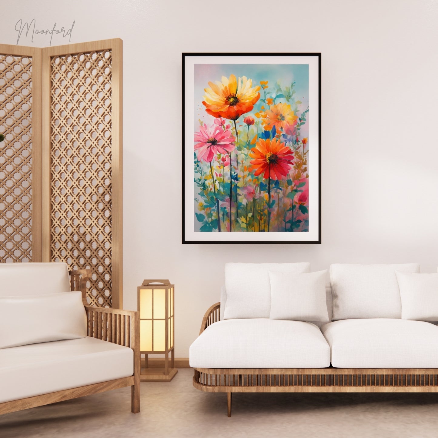vibrant floral print, colorful wildflower art, botanical illustration, digital download print, floral wall art, bright flower decor, boho botanical art, modern botanical print, instant download art