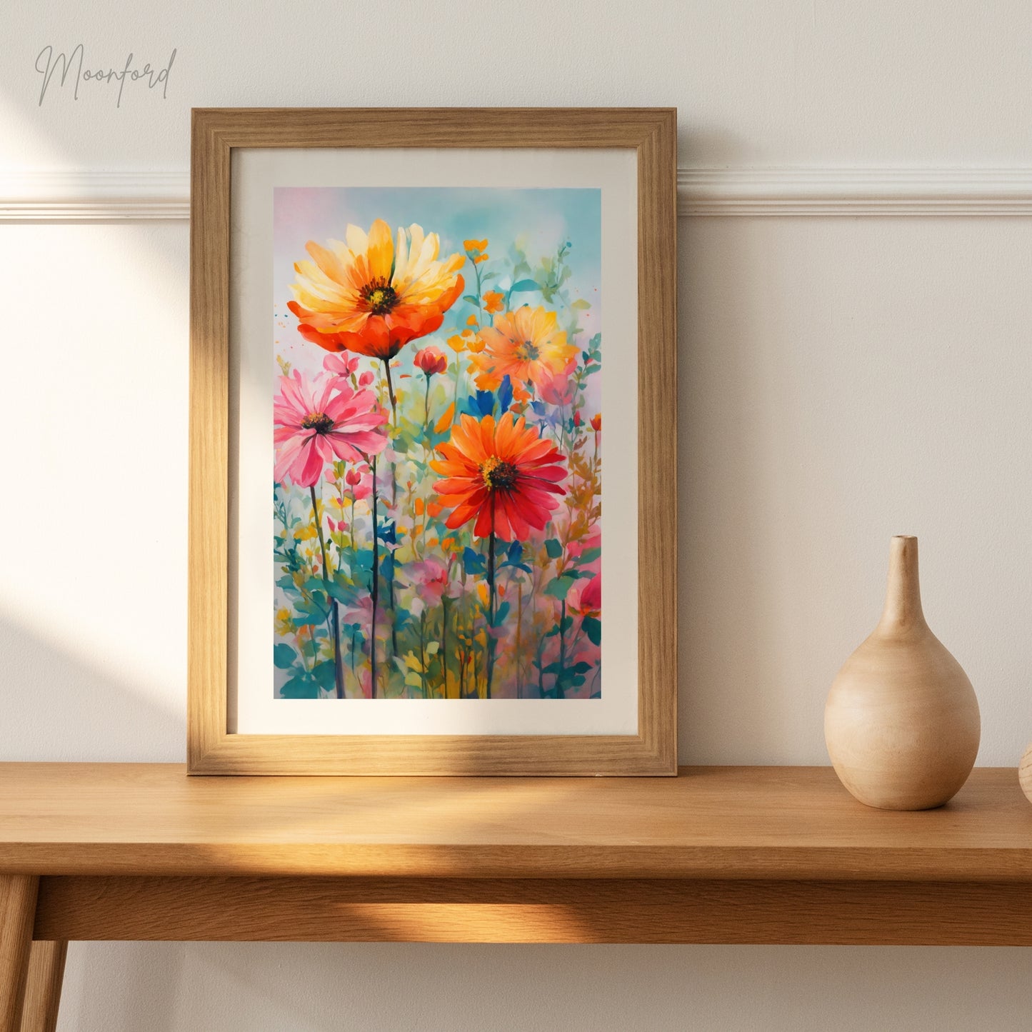 vibrant floral print, colorful wildflower art, botanical illustration, digital download print, floral wall art, bright flower decor, boho botanical art, modern botanical print, instant download art