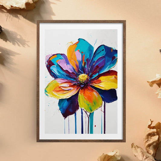 abstract flower print, colorful floral art, digital download painting, modern wall decor, bold flower art, vibrant floral illustration, statement wall art, boho flower decor, contemporary floral print