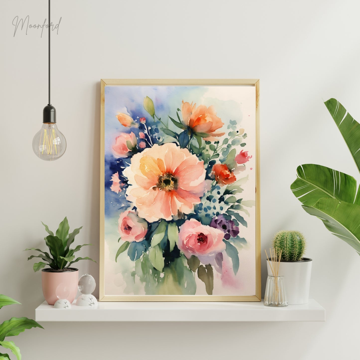 watercolor floral bouquet, soft pastel flowers, romantic botanical art, digital download print, floral wall decor, watercolor botanical, nature-inspired wall art, instant download art, pastel flower print, boho floral decor, romantic flower illustration