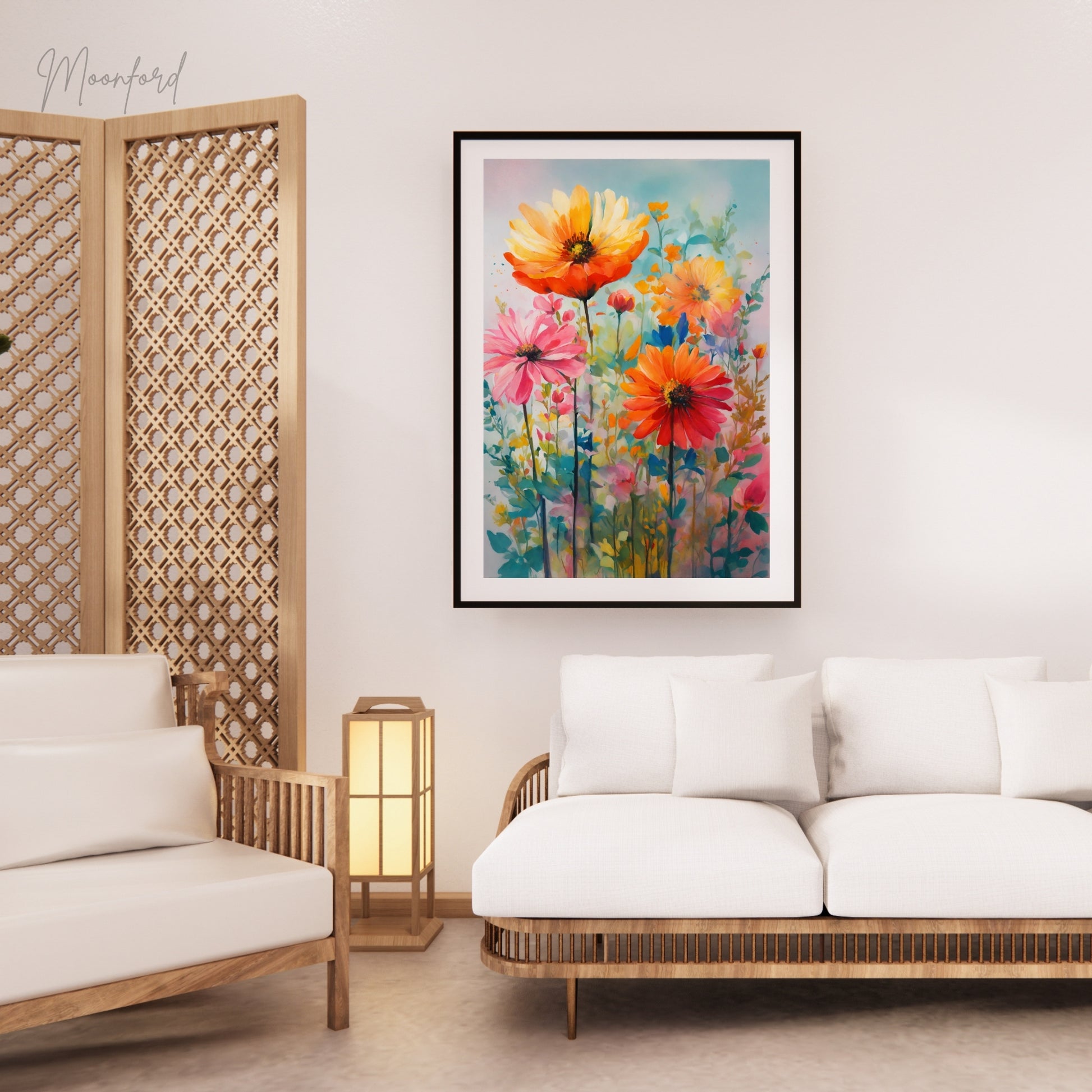 vibrant floral print, colorful wildflower art, botanical illustration, digital download print, floral wall art, bright flower decor, boho botanical art, modern botanical print, instant download art