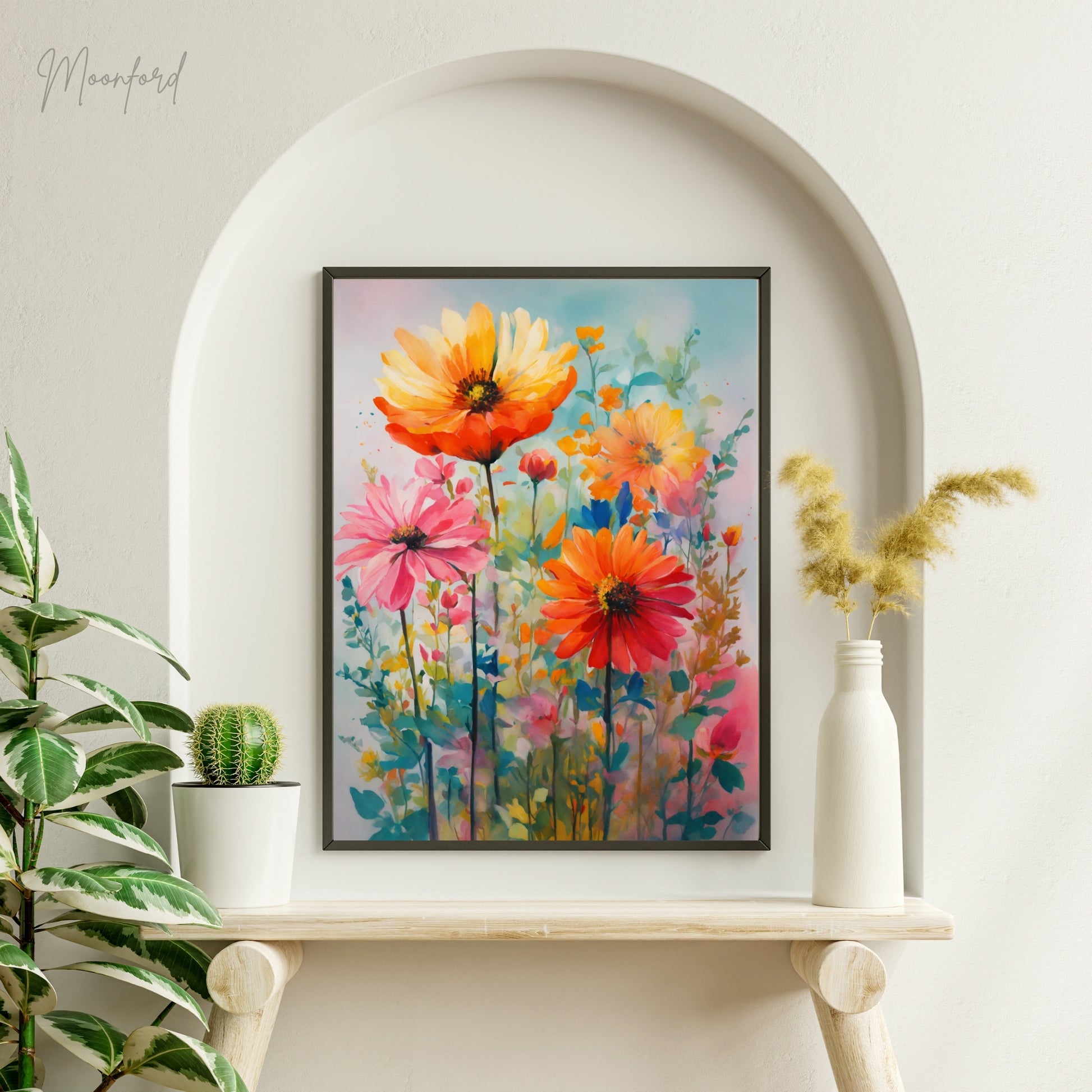 vibrant floral print, colorful wildflower art, botanical illustration, digital download print, floral wall art, bright flower decor, boho botanical art, modern botanical print, instant download art