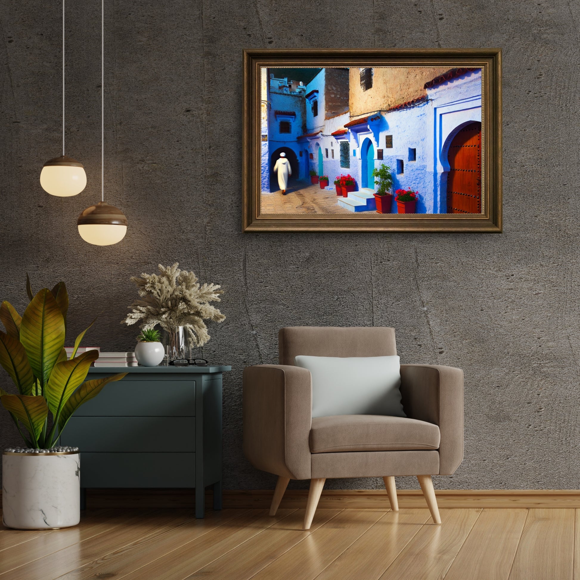 Moroccan art, Chefchaouen wall art, Blue City print, Moroccan decor, travel photography, Moroccan architecture, vibrant wall art,Digital Art
