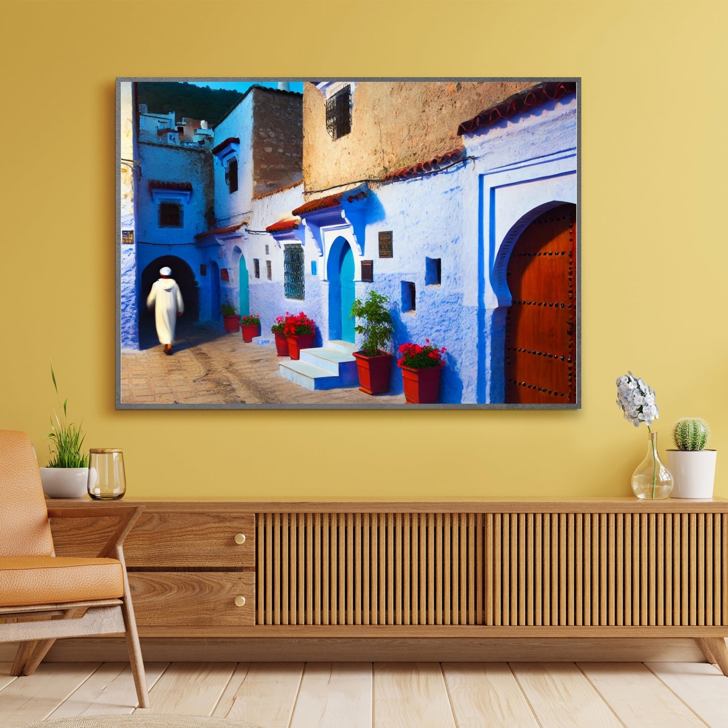 Moroccan art, Chefchaouen wall art, Blue City print, Moroccan decor, travel photography, Moroccan architecture, vibrant wall art,Digital Art