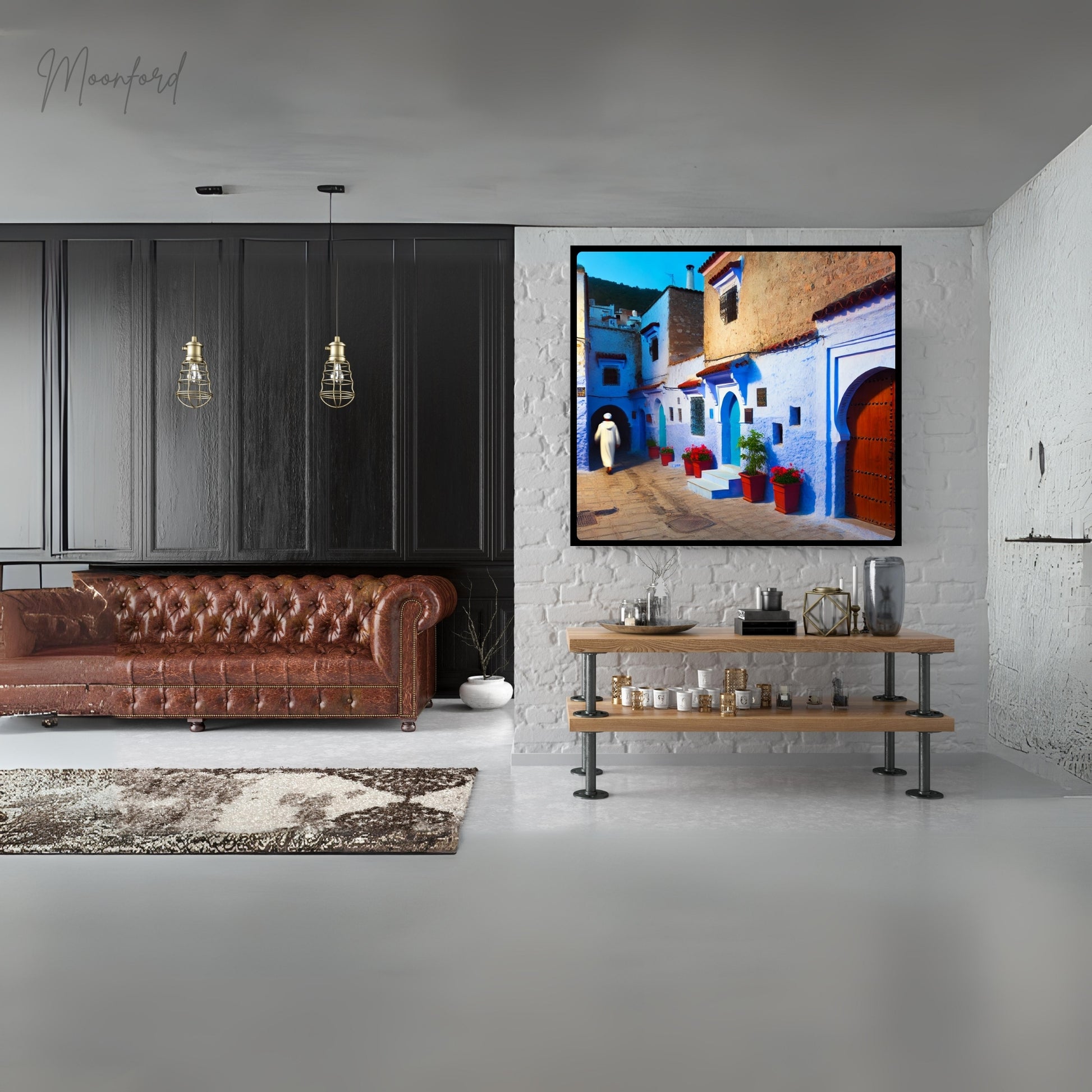 Moroccan art, Chefchaouen wall art, Blue City print, Moroccan decor, travel photography, Moroccan architecture, vibrant wall art,Digital Art