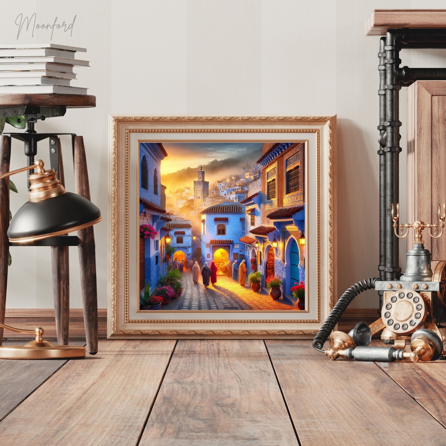 Chefchaouen digital download, Blue city wall art, Moroccan cityscape, Travel photography, Moroccan decor, Digital download print, Bohemian