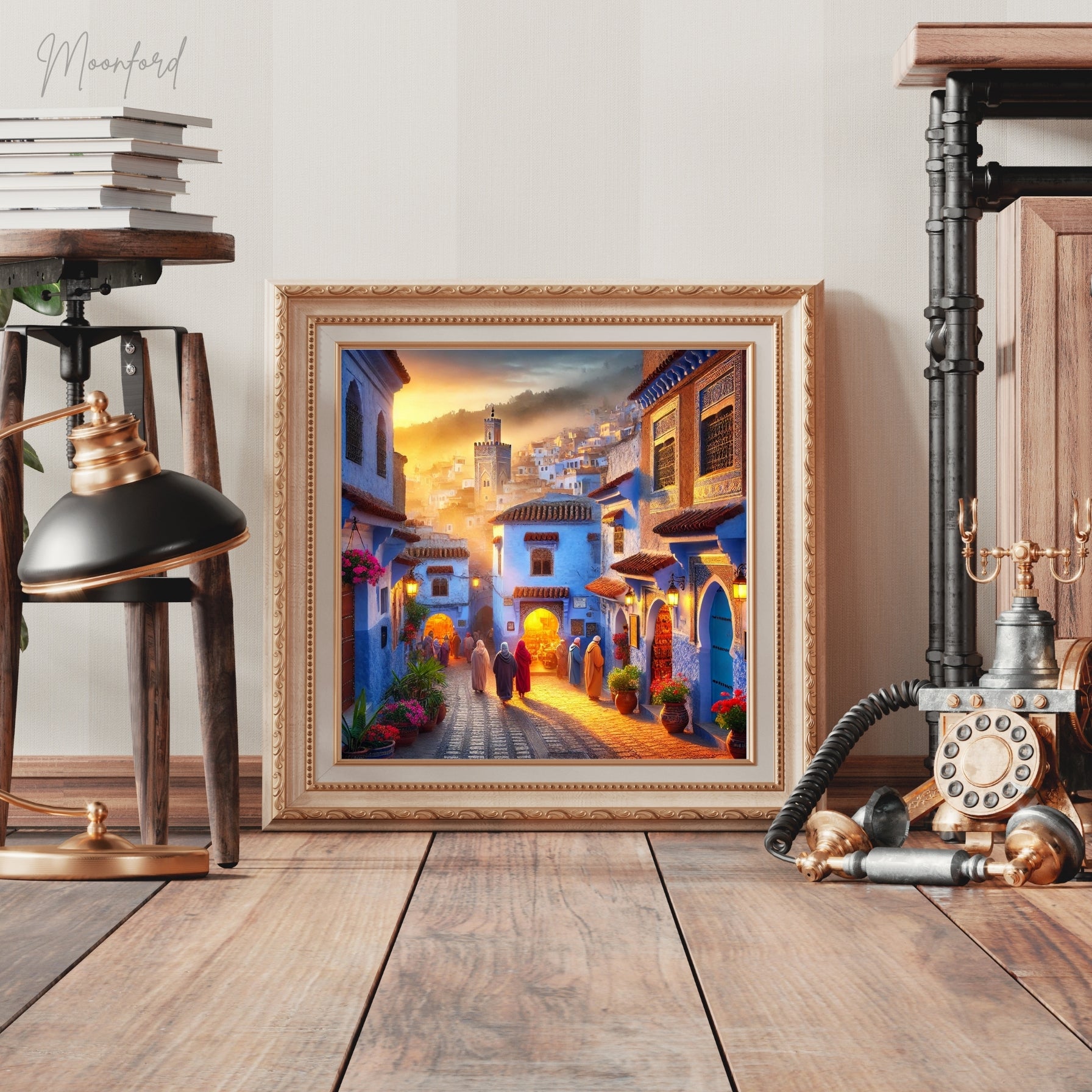 Chefchaouen digital download, Blue city wall art, Moroccan cityscape, Travel photography, Moroccan decor, Digital download print, Bohemian