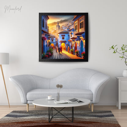 Chefchaouen digital download, Blue city wall art, Moroccan cityscape, Travel photography, Moroccan decor, Digital download print, Bohemian