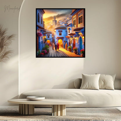 Chefchaouen digital download, Blue city wall art, Moroccan cityscape, Travel photography, Moroccan decor, Digital download print, Bohemian