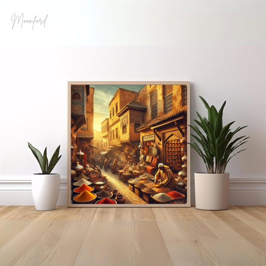Vintage Medina Morocco Digital Download - Vibrant Marketplace Wall Art - Moroccan Travel Photography Print, Moroccan Decor, Digital Print