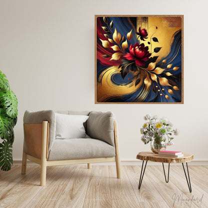 Crimson Radiance, Floral Abstract Oil Painting, Modern Wall Art, Vibrant Flower Art, Contemporary Home Decor, Limited Edition Artwork, Unique Floral Art, Living Room Decor, Bedroom Wall Art, Office Decor, Moonford Art Collection