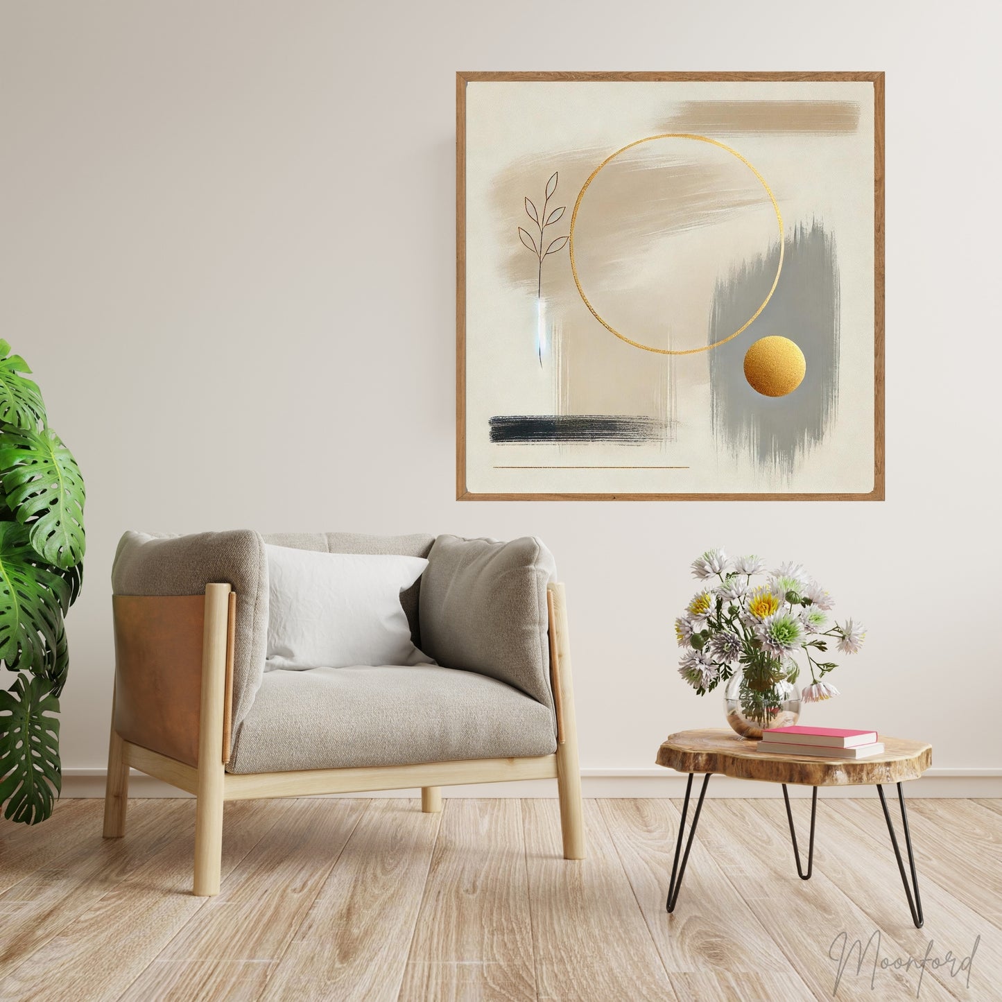 Golden Solitude, Abstract Oil Painting, Modern Wall Art, Minimalist Art, Contemporary Home Decor, Limited Edition Artwork, Unique Abstract Art, Living Room Decor, Bedroom Wall Art, Office Decor, Moonford Art Collection