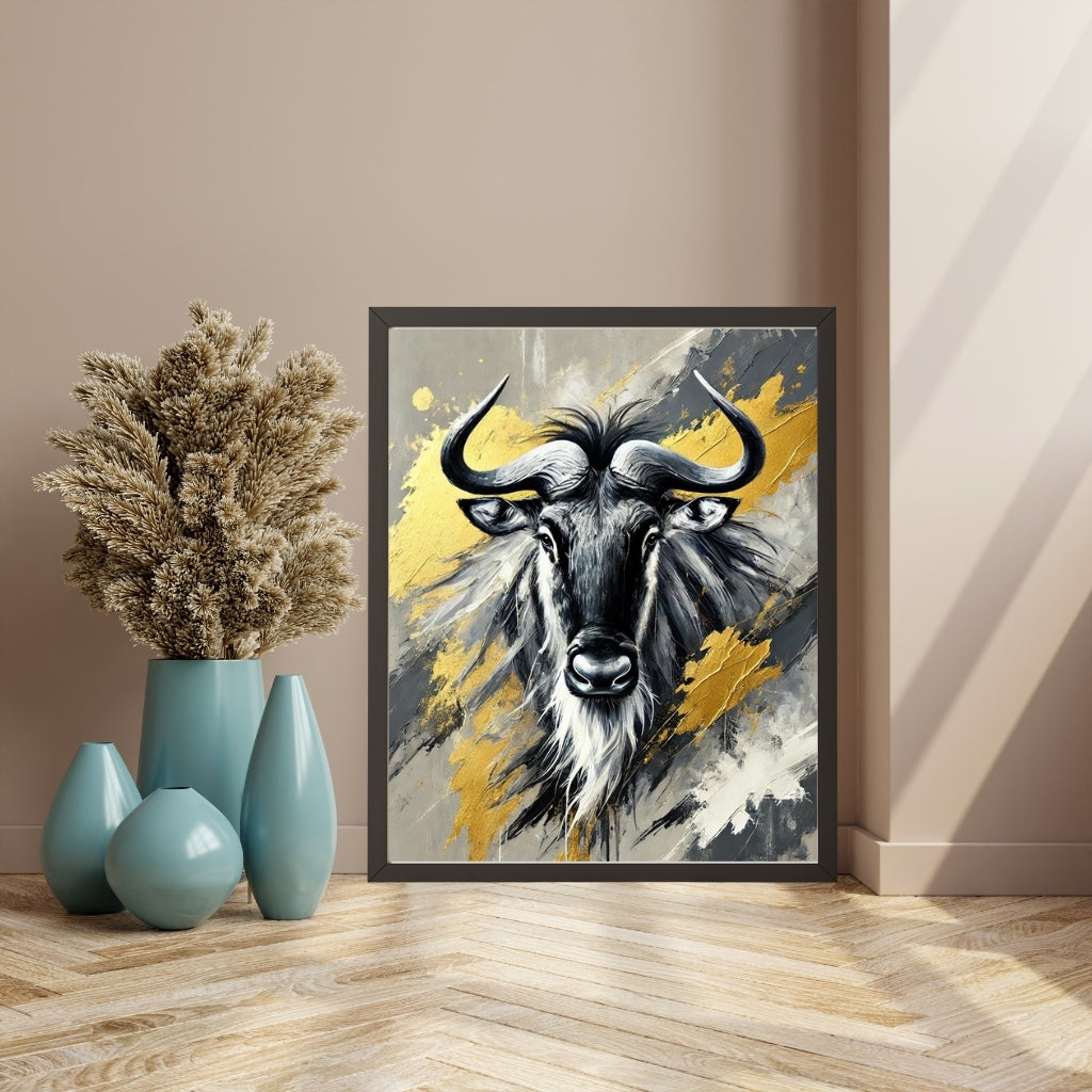 Majestic Strength, Eland Abstract Oil Painting, Wildlife Abstract Art, Modern Wall Art, African Wildlife Art, Limited Edition Artwork, Eland Art, Living Room Decor, Office Wall Art, Moonford Art Collection, Bold Animal Art
