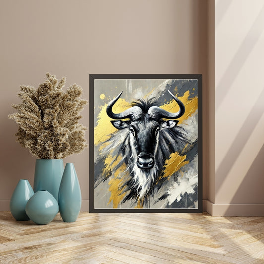 Majestic Strength, Eland Abstract Oil Painting, Wildlife Abstract Art, Modern Wall Art, African Wildlife Art, Limited Edition Artwork, Eland Art, Living Room Decor, Office Wall Art, Moonford Art Collection, Bold Animal Art