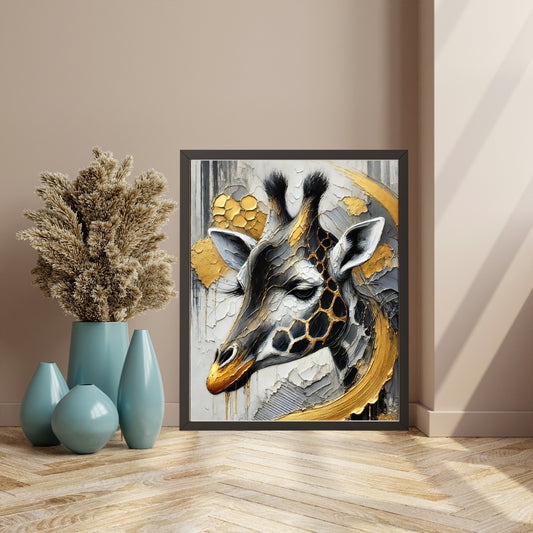 Golden Grace, Giraffe Abstract Oil Painting, Wildlife Abstract Art, Modern Wall Art, African Wildlife Art, Limited Edition Artwork, Giraffe Art, Living Room Decor, Office Wall Art, Moonford Art Collection, Bold Animal Art