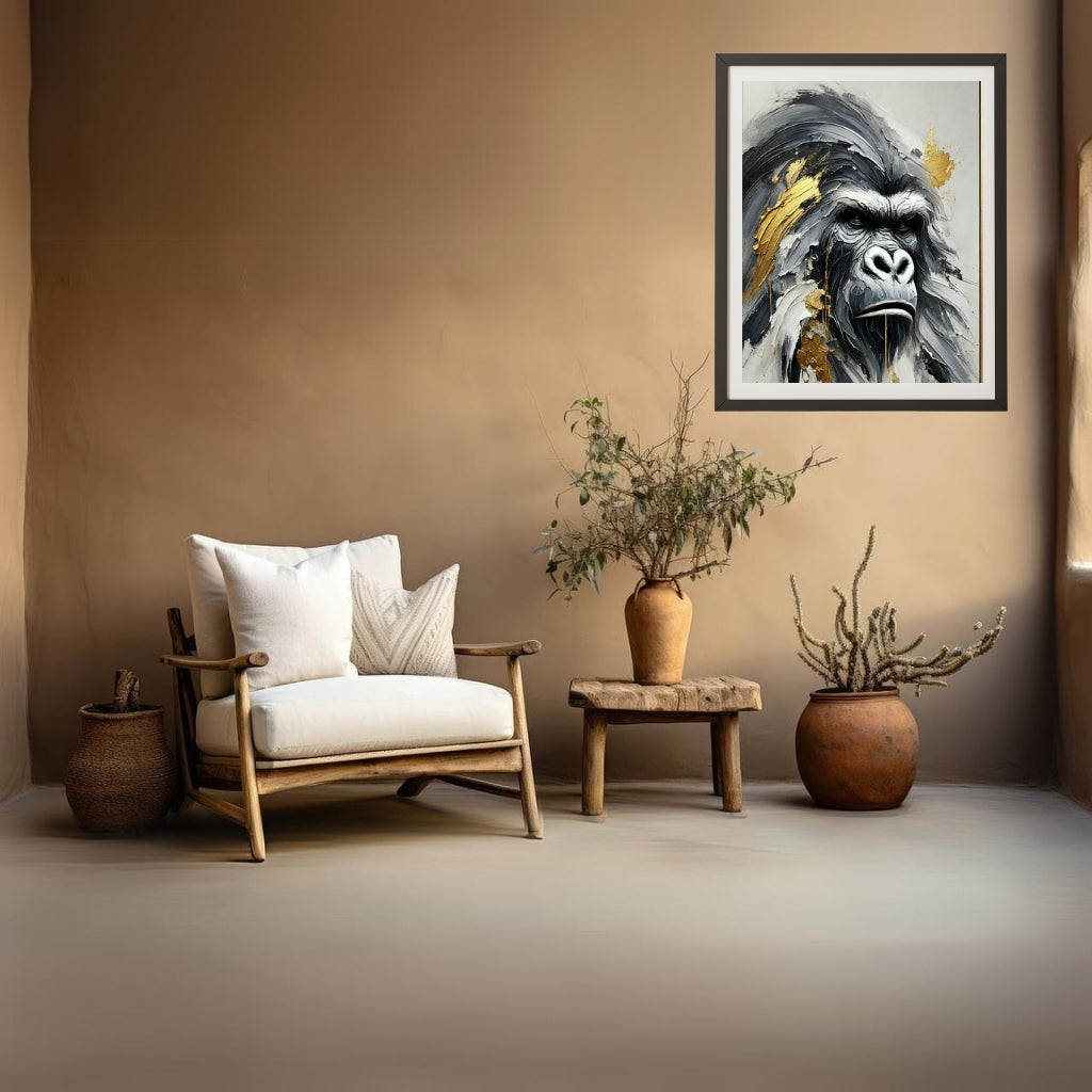 King of the Wild, Gorilla Abstract Oil Painting, Wildlife Abstract Art, Modern Wall Art, African Wildlife Art, Limited Edition Artwork, Gorilla Art, Living Room Decor, Office Wall Art, Moonford Art Collection, Bold Animal Art