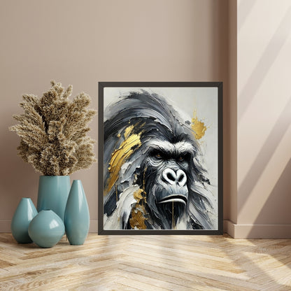 King of the Wild, Gorilla Abstract Oil Painting, Wildlife Abstract Art, Modern Wall Art, African Wildlife Art, Limited Edition Artwork, Gorilla Art, Living Room Decor, Office Wall Art, Moonford Art Collection, Bold Animal Art