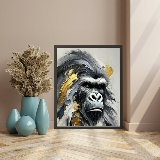 King of the Wild, Gorilla Abstract Oil Painting, Wildlife Abstract Art, Modern Wall Art, African Wildlife Art, Limited Edition Artwork, Gorilla Art, Living Room Decor, Office Wall Art, Moonford Art Collection, Bold Animal Art