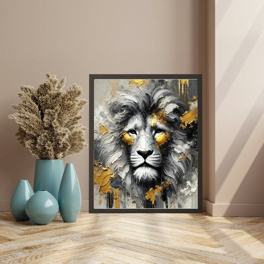 Regal Majesty, Lion Abstract Oil Painting, Wildlife Abstract Art, Modern Wall Art, African Wildlife Art, Limited Edition Artwork, Lion Art, Living Room Decor, Office Wall Art, Moonford Art Collection, Bold Animal Art