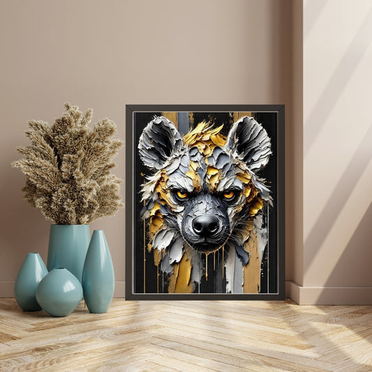 Predator’s Gaze, Hyena Abstract Oil Painting, Wildlife Abstract Art, Modern Wall Art, African Wildlife Art, Limited Edition Artwork, Hyena Art, Living Room Decor, Office Wall Art, Moonford Art Collection, Bold Animal Art
