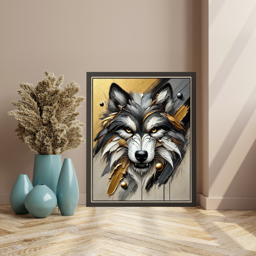 Fierce Wisdom, Wolf Abstract Oil Painting, Wildlife Abstract Art, Modern Wall Art, Limited Edition Artwork, Wolf Art, Living Room Decor, Office Wall Art, Moonford Art Collection, Bold Animal Art