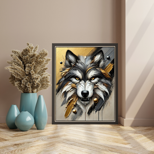 Fierce Wisdom, Wolf Abstract Oil Painting, Wildlife Abstract Art, Modern Wall Art, Limited Edition Artwork, Wolf Art, Living Room Decor, Office Wall Art, Moonford Art Collection, Bold Animal Art