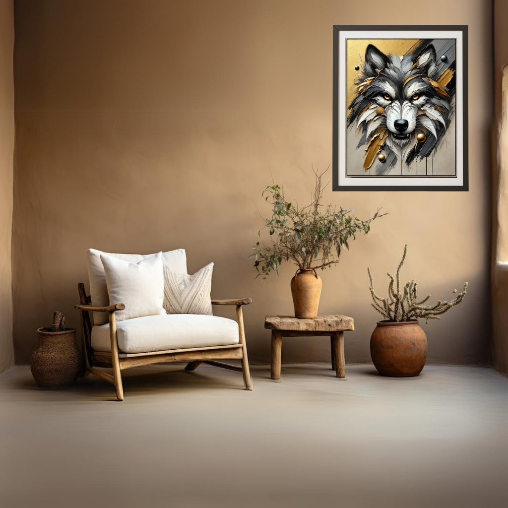 Fierce Wisdom, Wolf Abstract Oil Painting, Wildlife Abstract Art, Modern Wall Art, Limited Edition Artwork, Wolf Art, Living Room Decor, Office Wall Art, Moonford Art Collection, Bold Animal Art