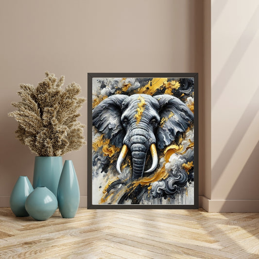 Thunderous Majesty, Elephant Abstract Oil Painting, Wildlife Abstract Art, Modern Wall Art, African Wildlife Art, Limited Edition Artwork, Elephant Art, Living Room Decor, Office Wall Art, Moonford Art Collection, Bold Animal Art