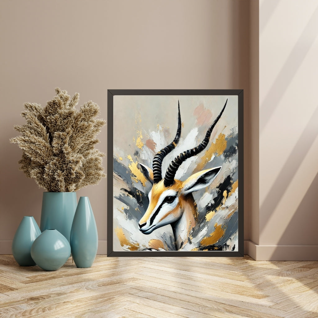 Graceful Spirit, Gazelle Abstract Oil Painting, Wildlife Abstract Art, Modern Wall Art, African Wildlife Art, Limited Edition Artwork, Gazelle Art, Living Room Decor, Office Wall Art, Moonford Art Collection, Bold Animal Art