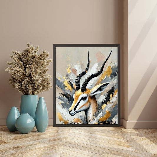 Graceful Spirit, Gazelle Abstract Oil Painting, Wildlife Abstract Art, Modern Wall Art, African Wildlife Art, Limited Edition Artwork, Gazelle Art, Living Room Decor, Office Wall Art, Moonford Art Collection, Bold Animal Art