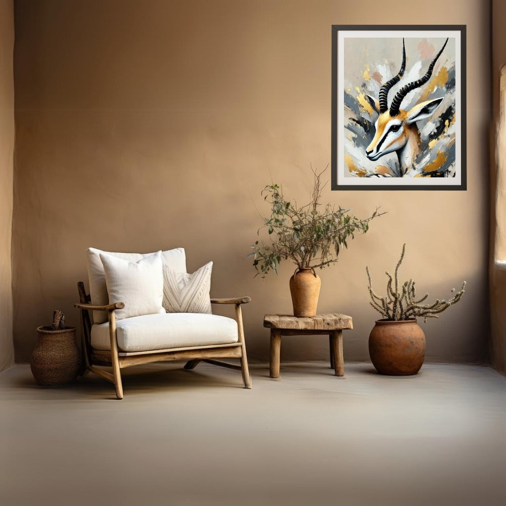 Graceful Spirit, Gazelle Abstract Oil Painting, Wildlife Abstract Art, Modern Wall Art, African Wildlife Art, Limited Edition Artwork, Gazelle Art, Living Room Decor, Office Wall Art, Moonford Art Collection, Bold Animal Art