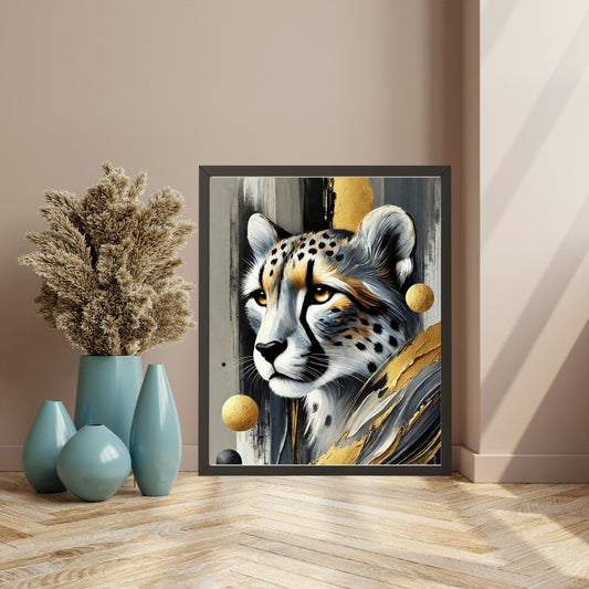 Silent Grace, Cheetah Abstract Oil Painting, Wildlife Abstract Art, Modern Wall Art, African Wildlife Art, Limited Edition Artwork, Cheetah Art, Living Room Decor, Office Wall Art, Moonford Art Collection, Bold Animal Art