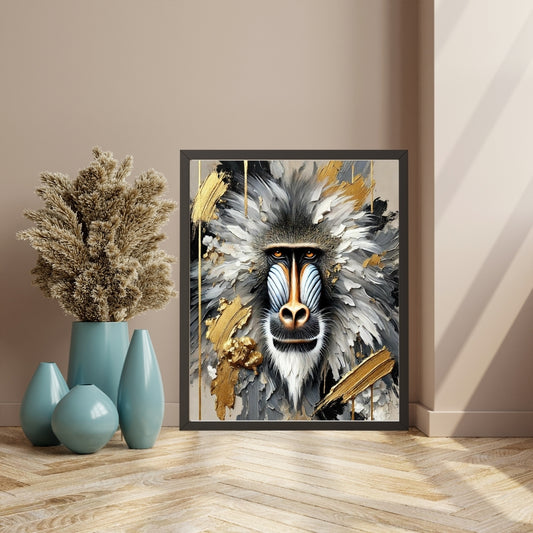 Royal Brilliance, Mandrill Abstract Oil Painting, Wildlife Abstract Art, Modern Wall Art, African Wildlife Art, Limited Edition Artwork, Mandrill Art, Living Room Decor, Office Wall Art, Moonford Art Collection, Bold Animal Art